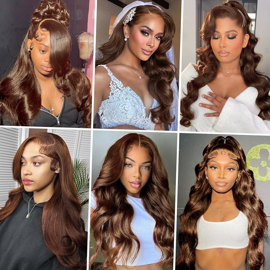 Perruque Femme Naturelle Light Brown 13x6 HD Lace Wig Human Hair Perruque Cheveux Humain Bresilienne Sans Colle Brun Chocolat Body Wave Lace Frontal Glueless Wig Human Hair Pre Plucked 32 Pouces