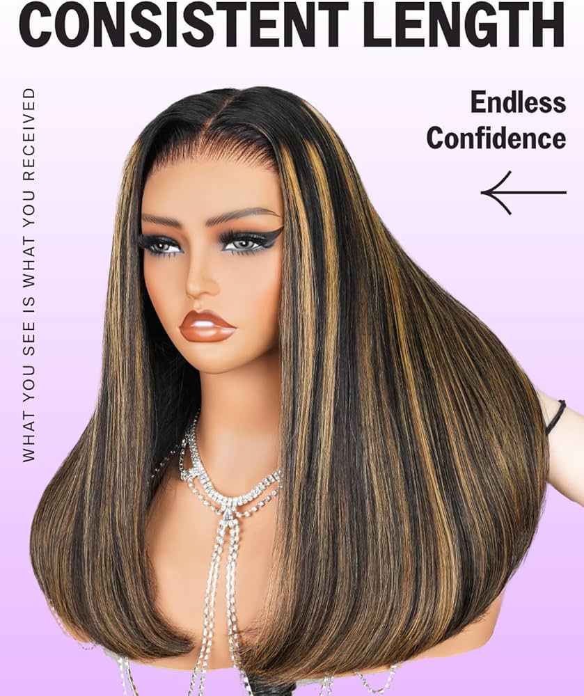 MegaLook Perruque en cheveux naturels sans colle, 12 x 15 cm, tulle à l'avant, pour femme noire, 12A, soyeuse, balayage, lisse, pré-pincée