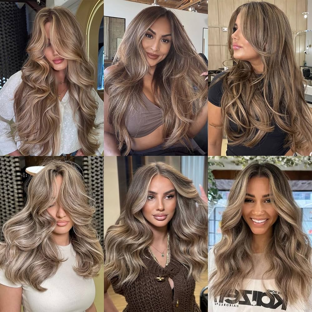 100% Cheveux Vierges Perruque Highlights Misty Moon Doré Money Piece Blond Cendré Lisses Densité 200% Dentelle Nude UHD 13x6 Flexibilité de Séparation Ligne de Cheveux Invisible（20inch）