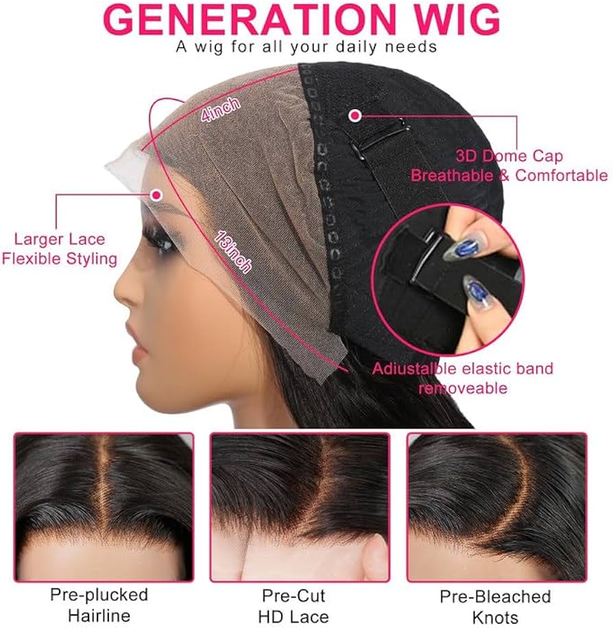 MEGALOOK Upgraded 13x4 Pre Cut Lace Front Bleached Knots Wigs 200% Density Perruque Femme Naturelle Brésilien Perruque Cheveux Humain Wear and Go Glueless Wigs Natural Hairline 36 Pouces