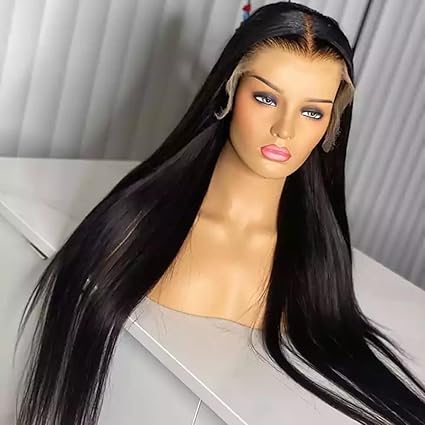 13X6 HD Lace Frontal Perruques Cheveux Humains Perruque Bresilienne Femme Naturel Brésilienne Lace Front Wigs Human Hair Cheveux Meches 180% Densité 16 Pouces Couleur Noire Naturelle