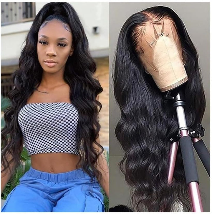 Perruques de cheveux Perruques Lace Front Body Wave 13x4, 40 à 55 cm, cheveux indiens naturels pré-épilés, avec dentelle suisse