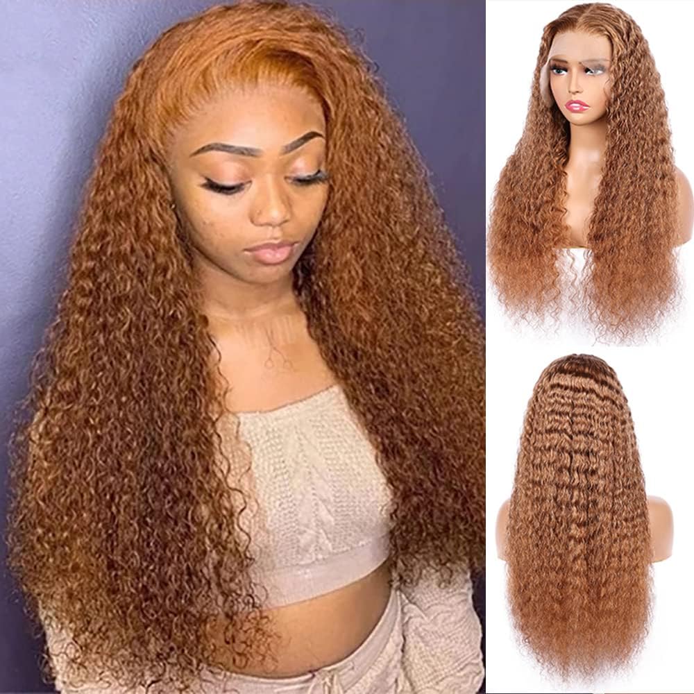 Femmes Cheveux Naturel Brésilienne Deep Wave Lace Front Wigs Human Hair Perruque De Cheveux Humains Lace Front Perruque 180% Densité De La Ligne Des Cheveux De Bébé 26 Pouces Couleur Brun Clair