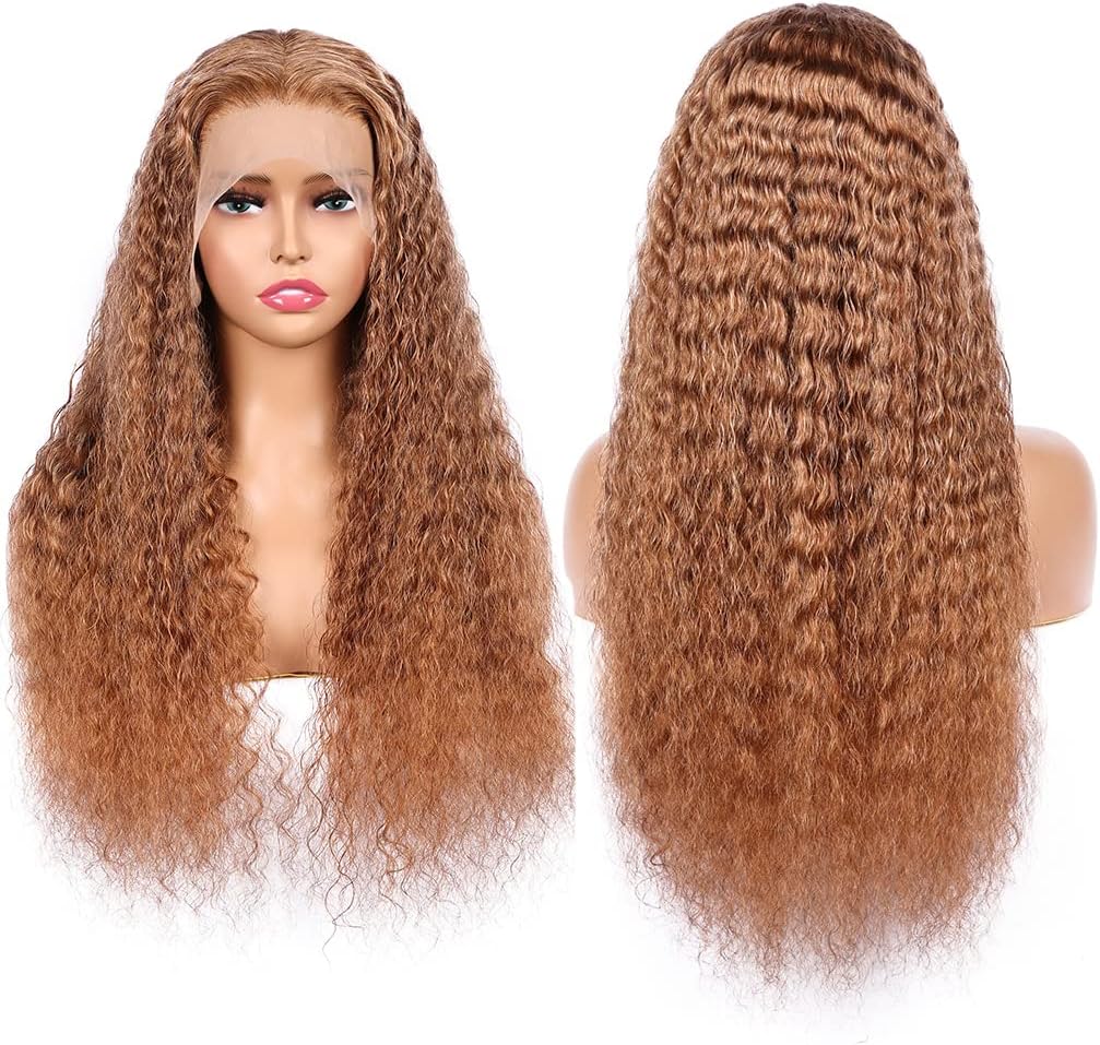 Femmes Cheveux Naturel Brésilienne Deep Wave Lace Front Wigs Human Hair Perruque De Cheveux Humains Lace Front Perruque 180% Densité De La Ligne Des Cheveux De Bébé 26 Pouces Couleur Brun Clair