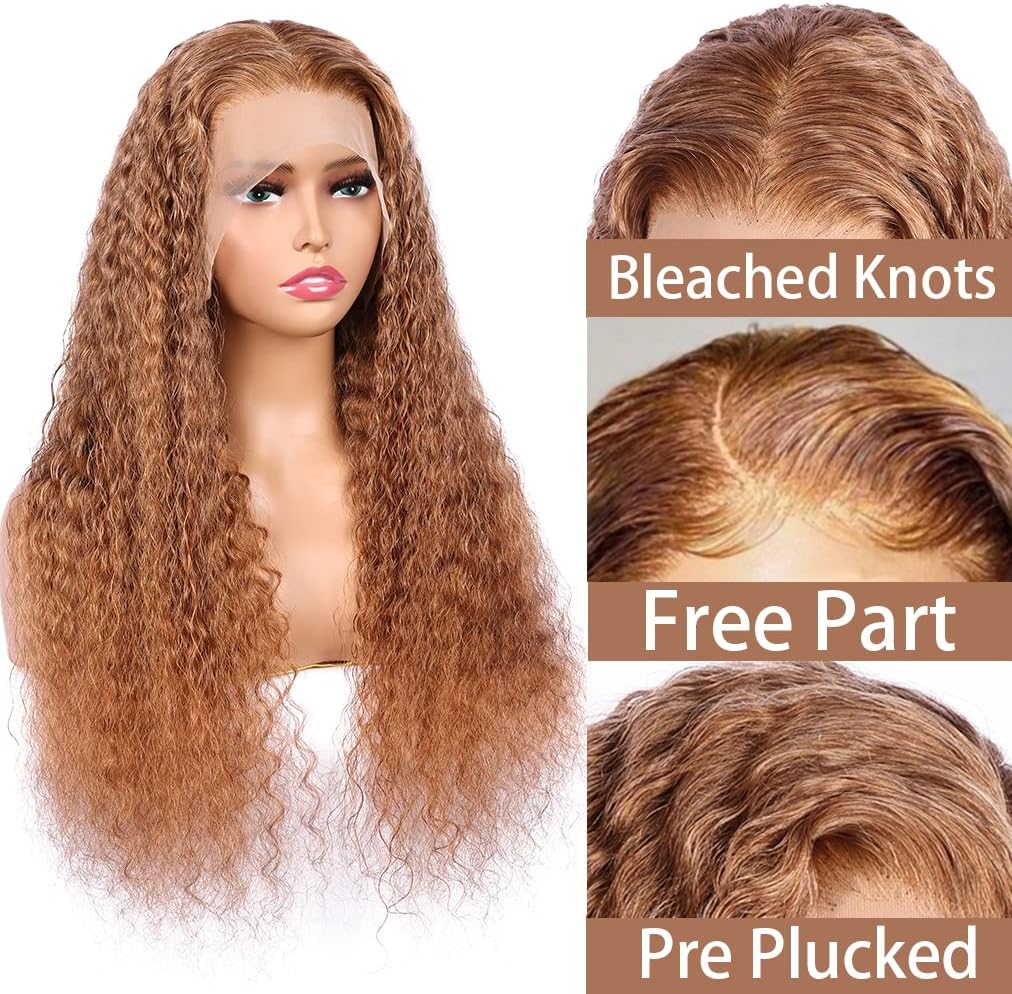 Femmes Cheveux Naturel Brésilienne Deep Wave Lace Front Wigs Human Hair Perruque De Cheveux Humains Lace Front Perruque 180% Densité De La Ligne Des Cheveux De Bébé 26 Pouces Couleur Brun Clair