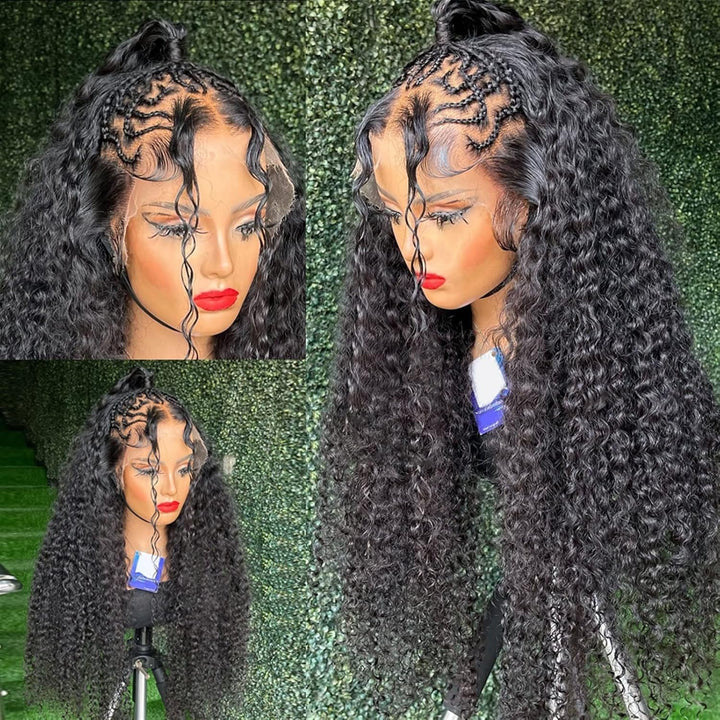 Perruques de cheveux HD Deep Wave 13x4 13x6 Lace Front Perruque de Cheveux Humains Brésiliens Remy Transparent Sans Colle 360 Lace avec Bébé Vague Naturelle Bouclée(13x4 HD Lace Wig,26inches)