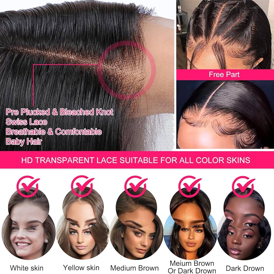 MEGALOOK Upgraded 13x4 Pre Cut Lace Front Bleached Knots Wigs 200% Density Perruque Femme Naturelle Brésilien Perruque Cheveux Humain Wear and Go Glueless Wigs Natural Hairline 36 Pouces