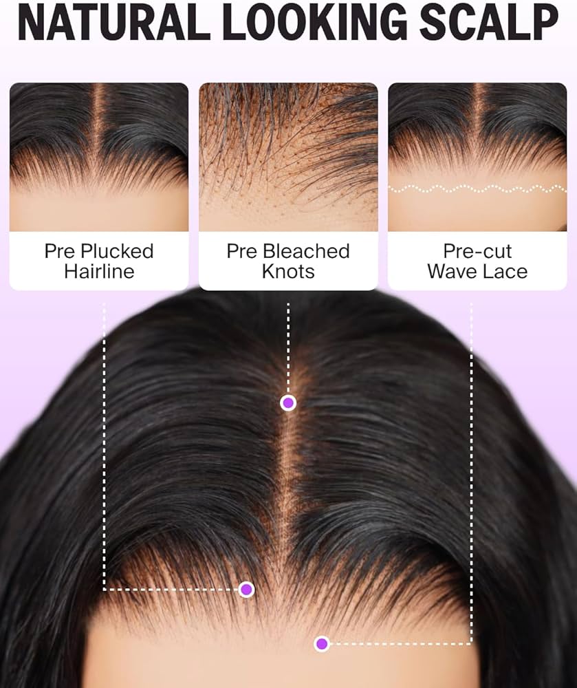 MegaLook Perruque en cheveux naturels sans colle, 12 x 15 cm, tulle à l'avant, pour femme noire, 12A, soyeuse, balayage, lisse, pré-pincée