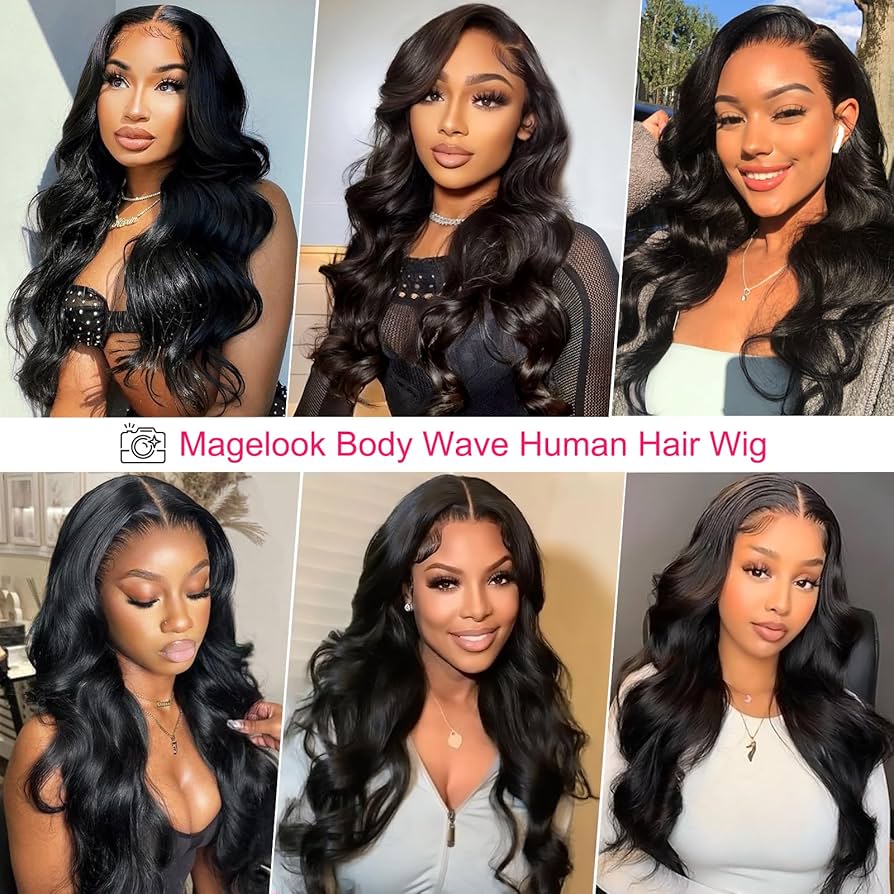 Perruques cheveux humains 13x4 Pre Cut Lace Wig Human Hair For Black Women 200% Density Pre Plucked with Baby Hair Bleached Knot Body Wave Wig Wear and Go Glueless Wigs Natural Black Color 36 Pouces