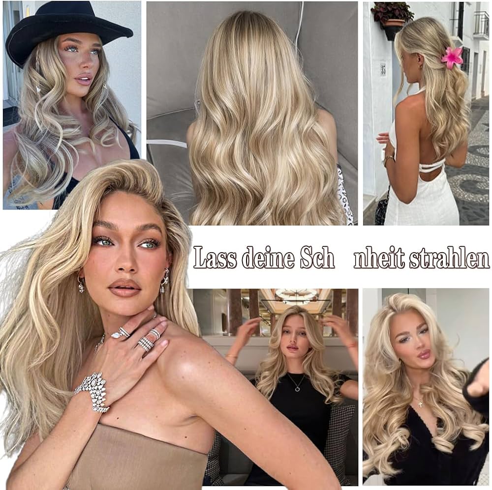 Densité 220% 100% Cheveux Vierges Perruque Pour Femmes Balayage et Highlights Blond Vanille Cendré Vagues de Plage 24 Pouces Dentelle Nude UHD 13x4 Pré-Épilée Ligne de Cheveux Invisible