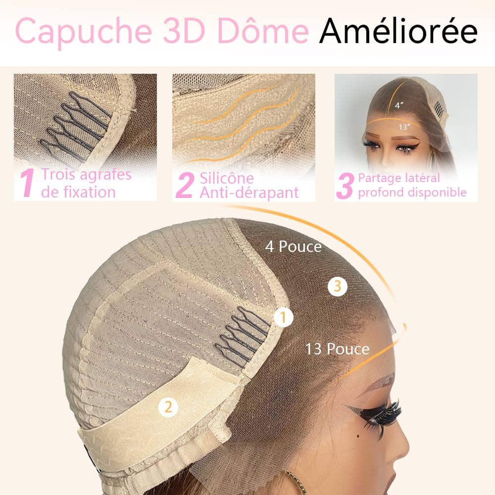 Densité 220% 100% Cheveux Vierges Perruque Pour Femmes Balayage et Highlights Blond Vanille Cendré Vagues de Plage 24 Pouces Dentelle Nude UHD 13x4 Pré-Épilée Ligne de Cheveux Invisible