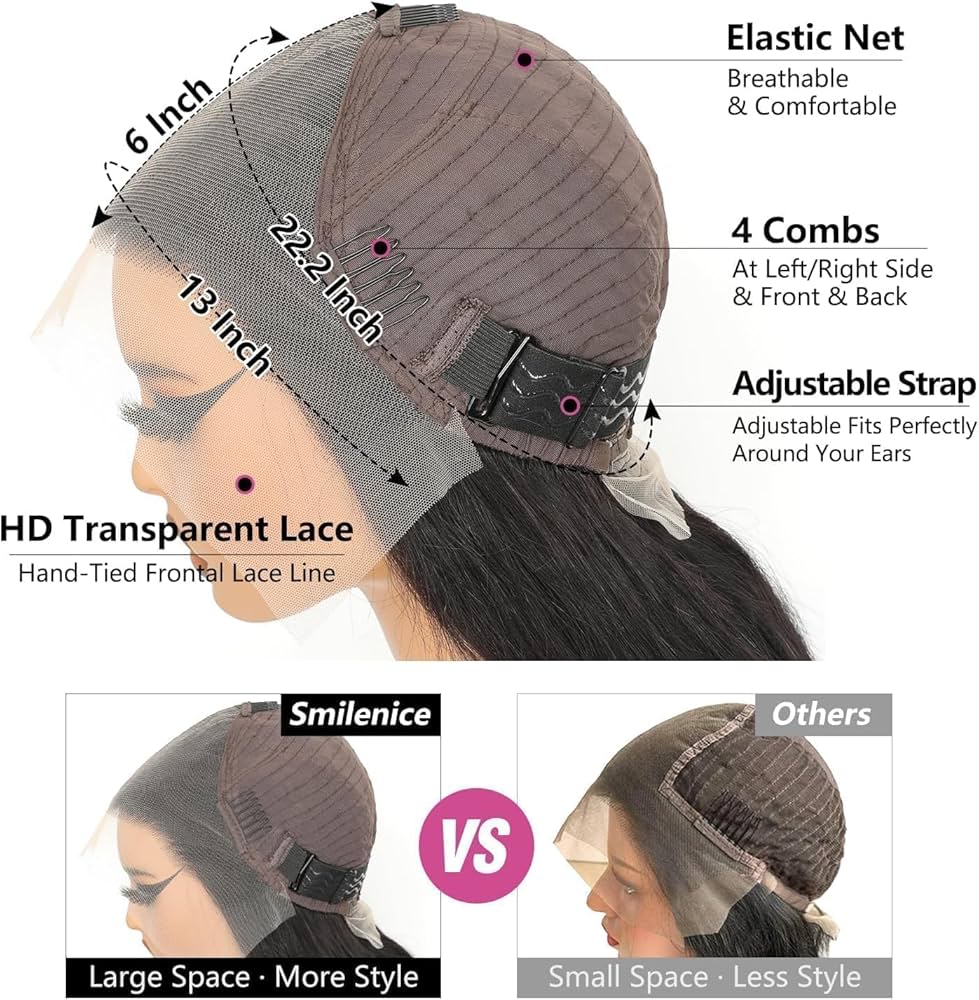 Perruque Bresilienne Cheveux Humain 200% Densité 13x6 Perruque Femme Naturelle Bouclée Body Wave HD Lace Frontal Glueless Wig Human Hair for Black Women Marron Chocolat #4 Color 30 Pouces