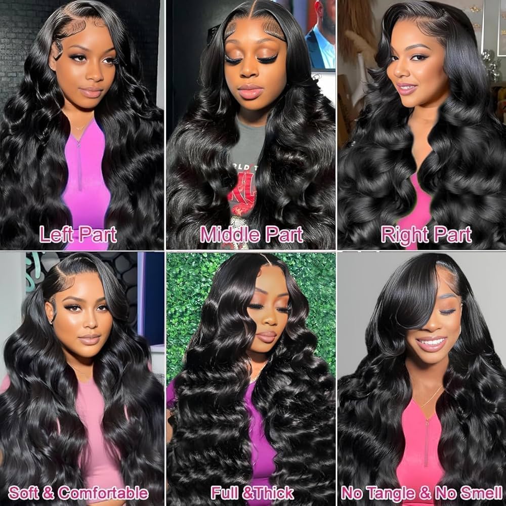 Perruque Bresilienne Cheveux Humain 200% Densité 13x6 Perruque Femme Naturelle Bouclée Body Wave HD Lace Frontal Glueless Wig Human Hair for Black Women Marron Chocolat #4 Color 30 Pouces