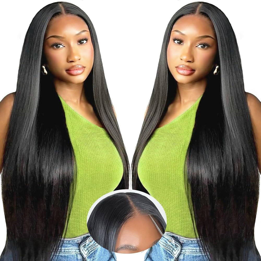 9X6 HD Lace Drawstring Cheveux Humain Sans Colle Perruque Femme Naturelle Brésilien Straight 200 Densité Glueless Wig human Hair Pre Plucked Pre Cut for Women Friendly For Beginners 34 Pouces