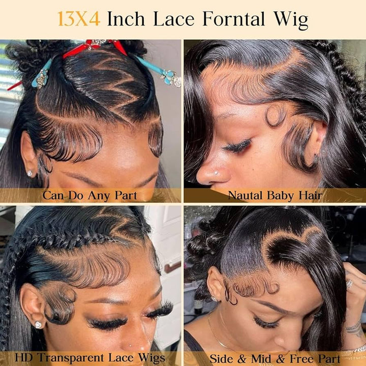 32 Pouces Perruque Cheveux Humain Densité 200% 13x4 Straight HD Lace Front Human Hair Perruque Femme Naturelle Brésilien Cheveux Humain Wig Human Hair Couleur Naturelle