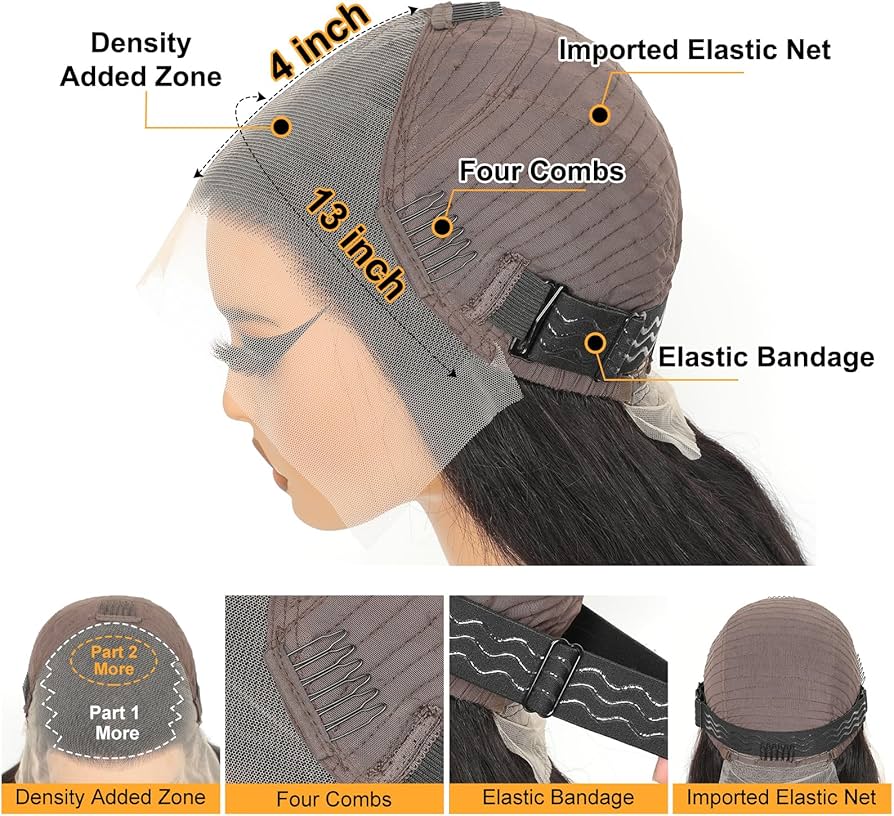 32 Pouces Perruque Cheveux Humain Densité 200% 13x4 Straight HD Lace Front Human Hair Perruque Femme Naturelle Brésilien Cheveux Humain Wig Human Hair Couleur Naturelle