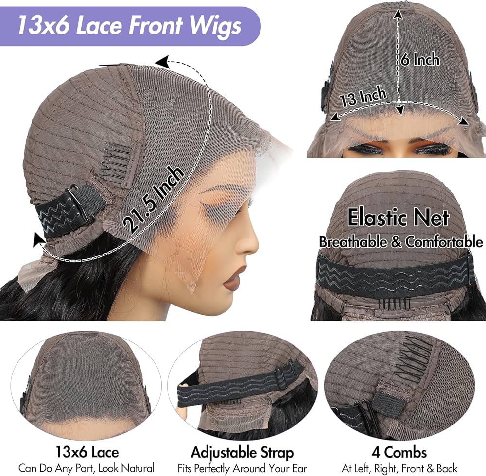 34 Pouces Perruque cheveux humain Body Wave 13X6 HD Lace Front Wigs Human Hair pré-pincé,180% Densité Perruque femme naturelle bresilienne Glueless Wig Human Hair For Black Women Brun Clair #4